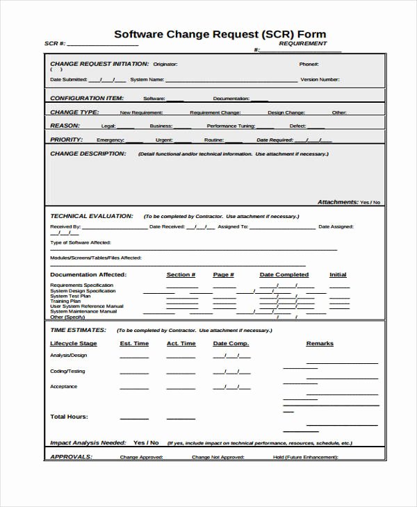 Sample Change Request form Awesome Request form Template
