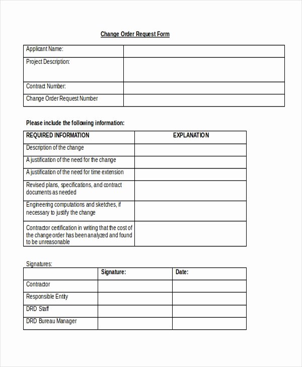 Sample Change Request form Awesome Sample Change order form 9 Free Documents In Doc Pdf