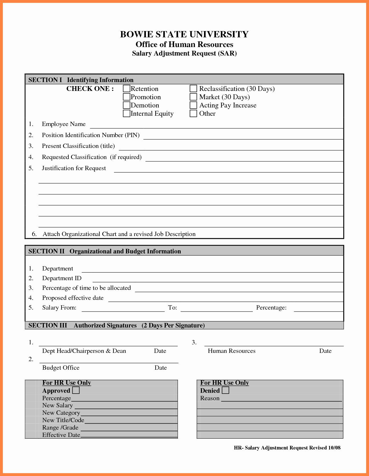 Sample Change Request form Beautiful 4 Salary Change form Template