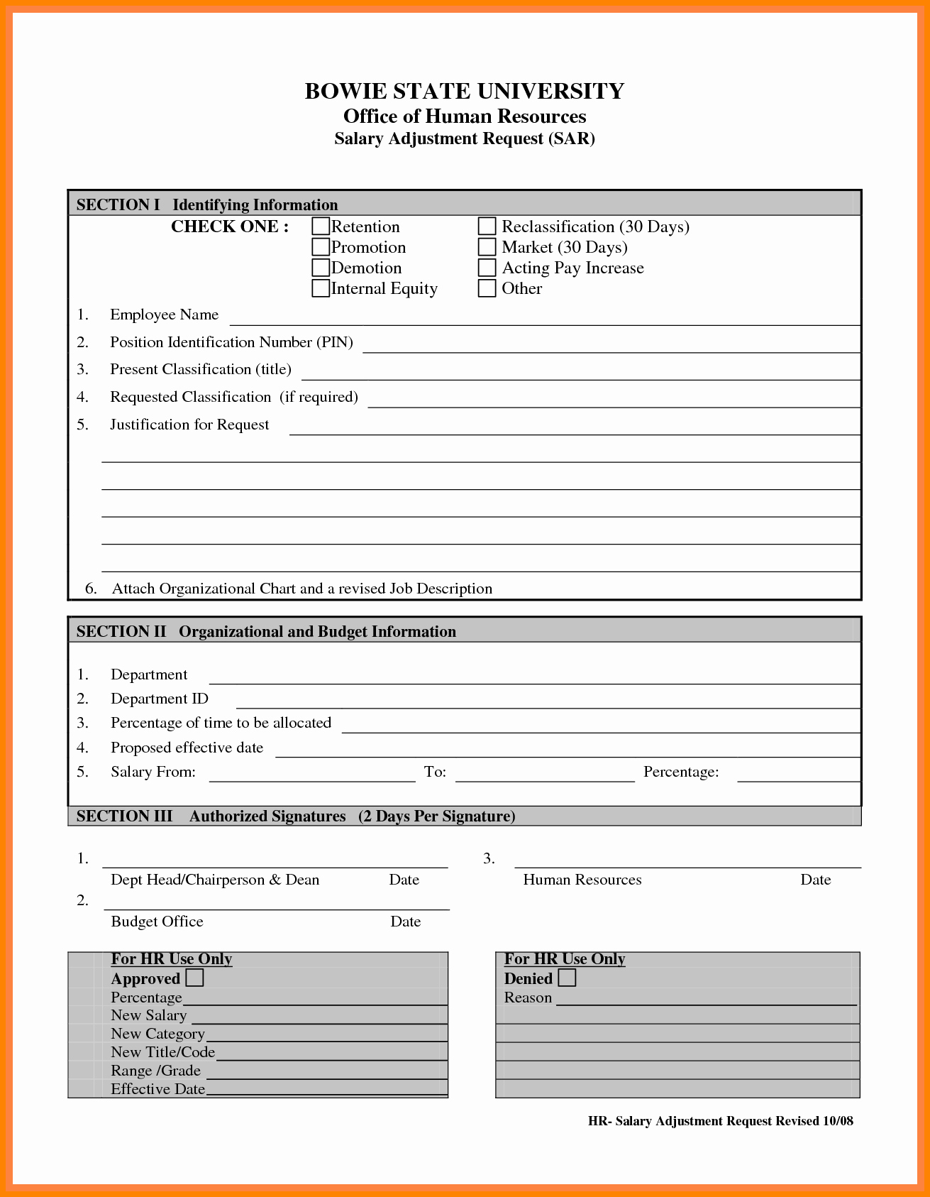 Sample Change Request form Beautiful 6 Salary Change form Template
