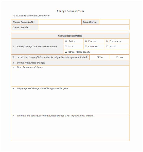 Sample Change Request form Beautiful Sample Change Request 7 Documents In Pdf Word