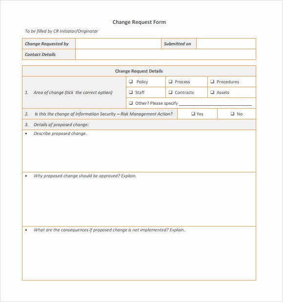 Sample Change Request form Beautiful Sample Change Request 7 Documents In Pdf Word