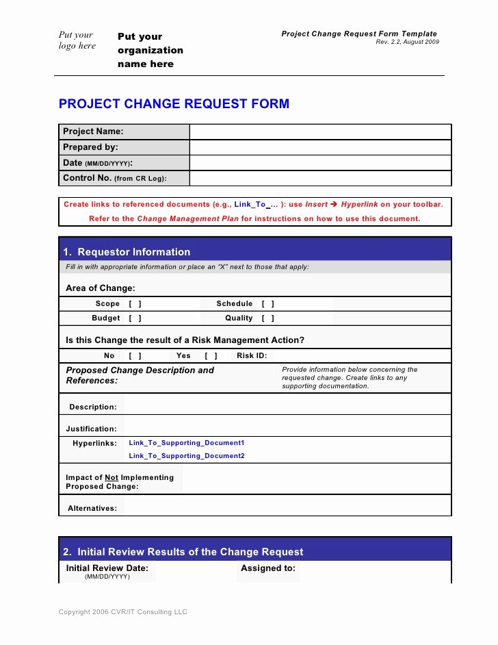 Sample Change Request form Best Of Change Request form Template