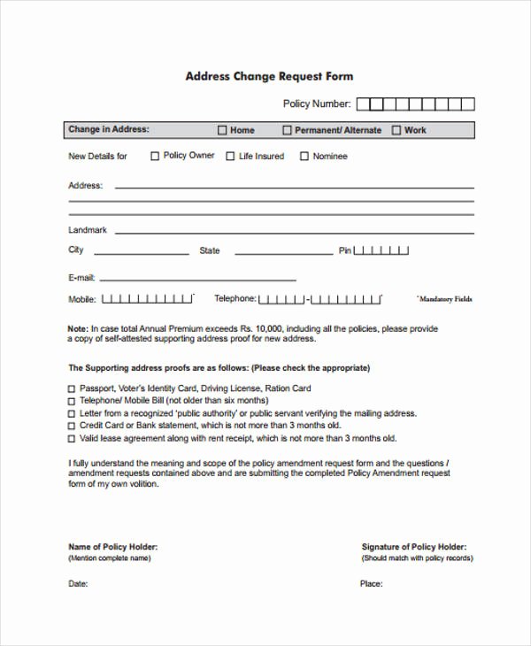 Sample Change Request form Elegant Free Change forms