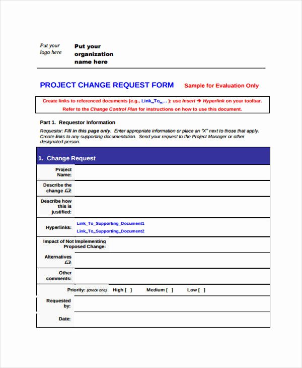 Sample Change Request form Elegant Free Change forms