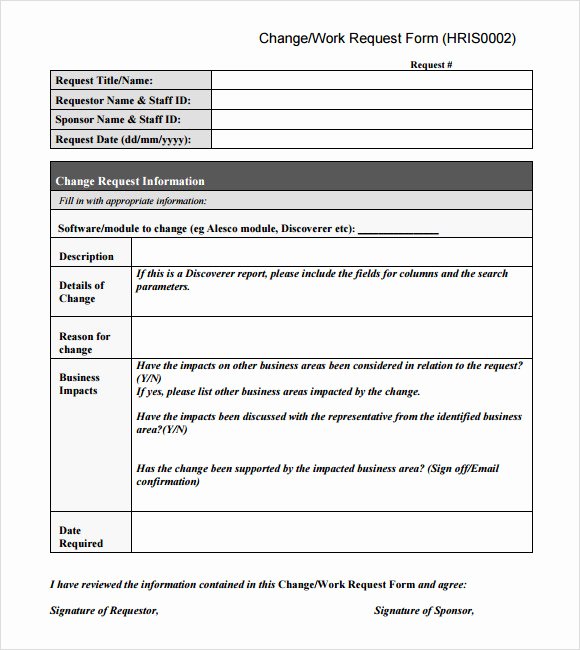 Sample Change Request form Elegant Sample Change Request 7 Documents In Pdf Word