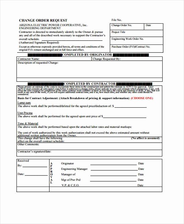 Sample Change Request form Luxury Sample order forms