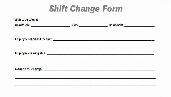 Sample Change Request form New Sample Employee Shift Change forms 7 Free Documents In