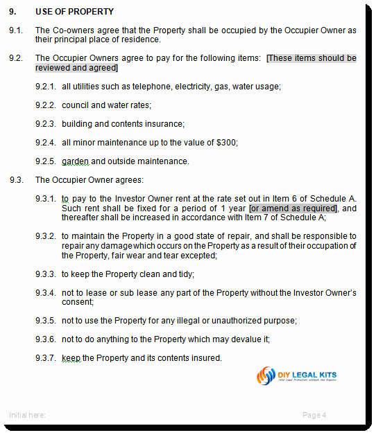 Sample Co Ownership Agreement Beautiful Tenants In Mon Agreement Template to Manage Joint Ownership