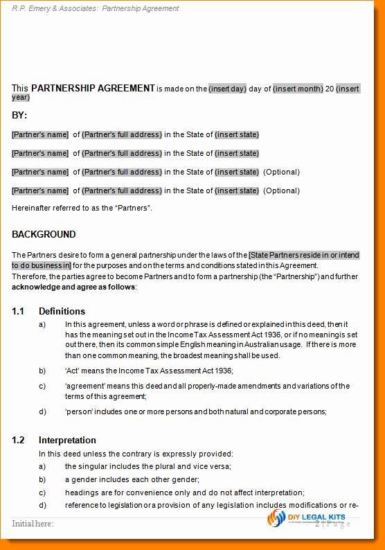 Sample Co Ownership Agreement Best Of 6 Partnership Agreement Sample