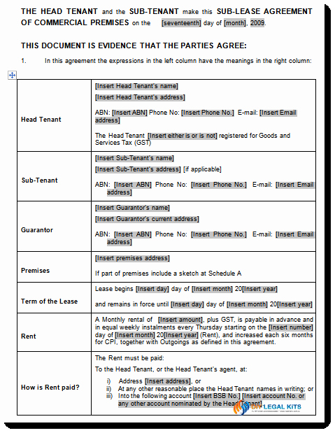 Sample Co Ownership Agreement Fresh Sublease Agreement for Mercial Property Sublet Template
