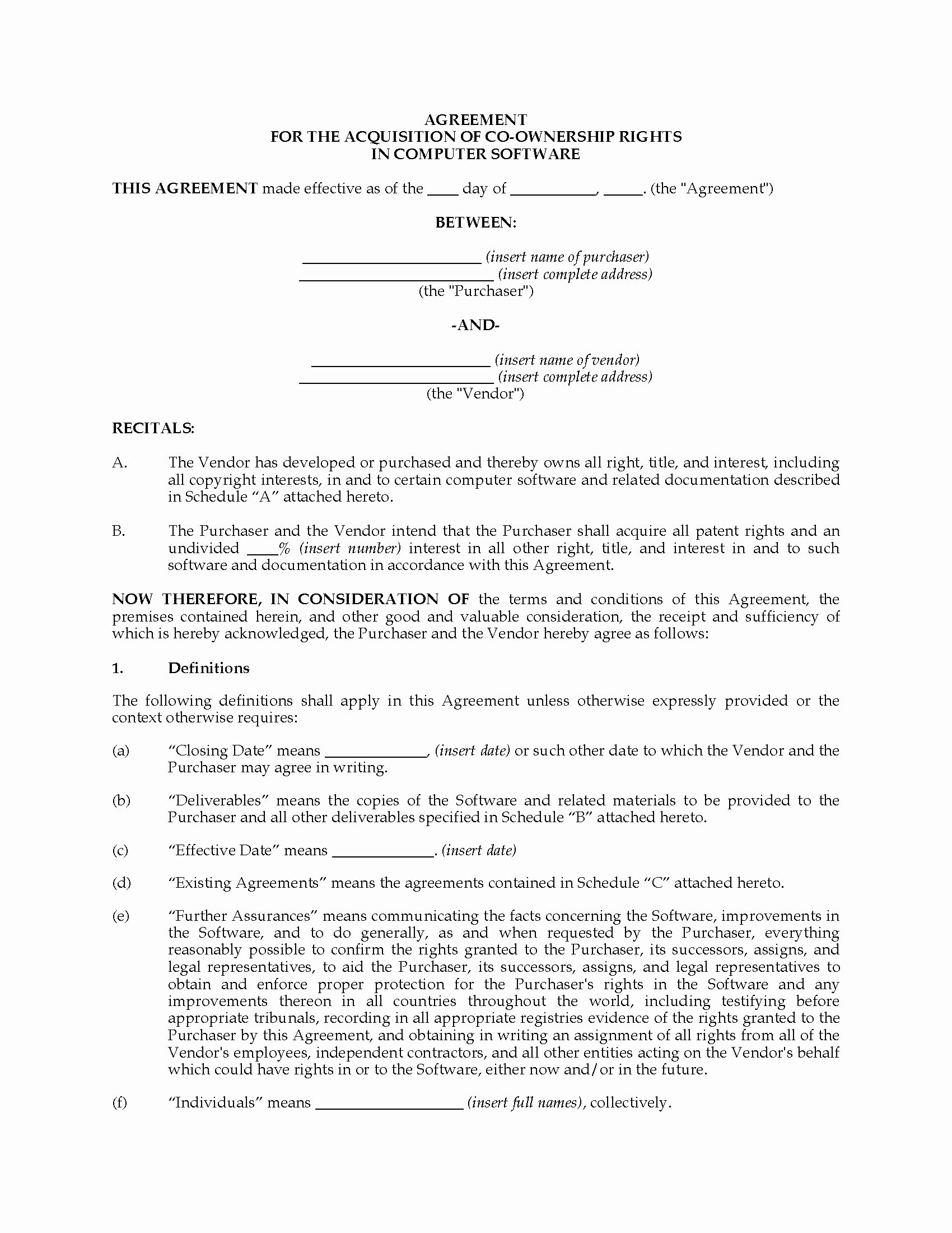 Sample Co Ownership Agreement Luxury Ownership Agreement