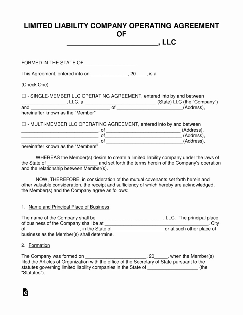 Sample Co Ownership Agreement Unique Free Llc Operating Agreement Templates Pdf
