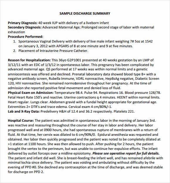 Sample Discharge Summary Best Of 8 Sample Discharge Summary Templates Pdf Word