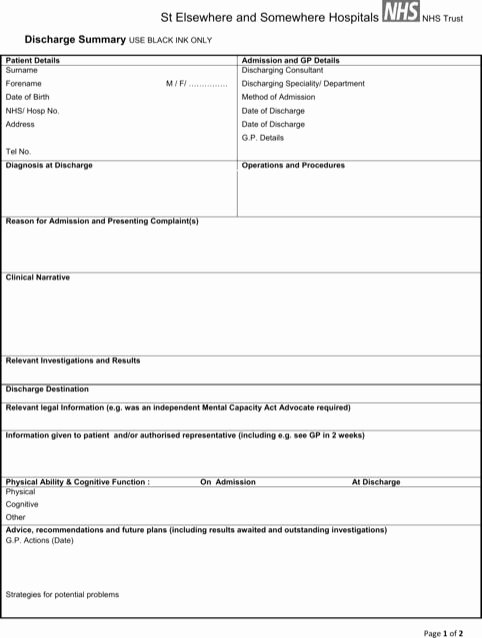 Sample Discharge Summary Lovely Discharge Summary Template Templates&amp;forms