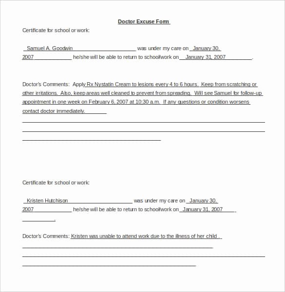 Sample Doctors Excuse Best Of 31 Doctors Note Templates Pdf Doc