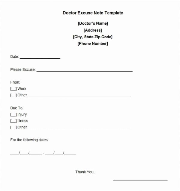 Sample Doctors Excuse Elegant Doctors Excuse Template