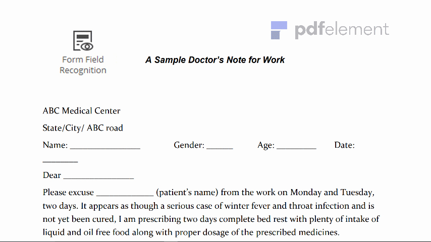 Sample Doctors Excuse Elegant Doctors Note for Work Template Download Create Fill and