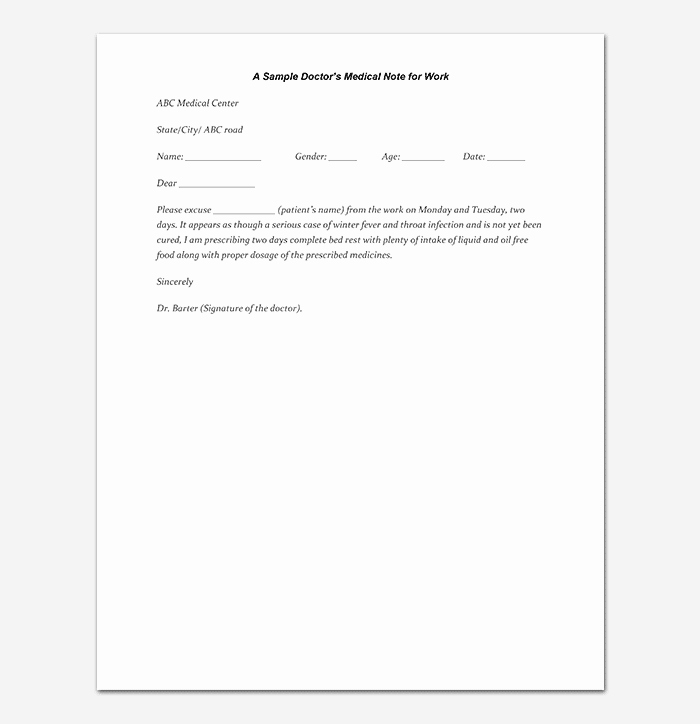 Sample Doctors Excuse Elegant Medical Note Template 30 Doctor Note Samples