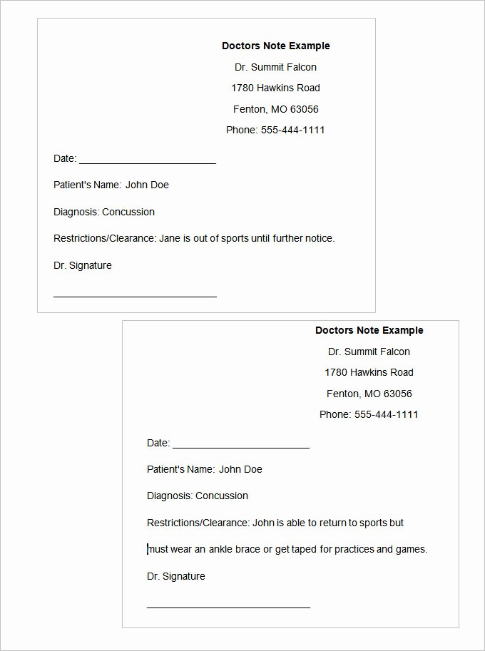 Sample Doctors Excuse Inspirational 22 Doctors Note Templates Free Sample Example format