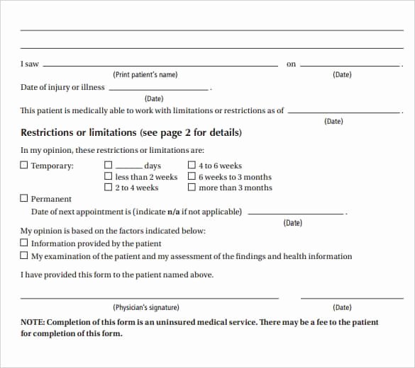 Sample Doctors Excuse Inspirational 31 Doctors Note Templates Pdf Doc