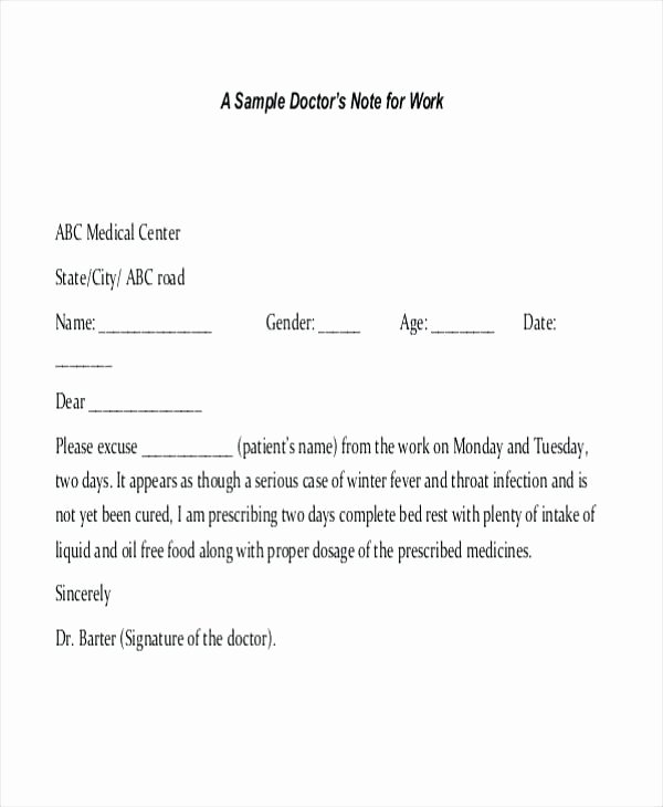 Sample Doctors Excuse Luxury 15 Doctors Notes for Missing Work