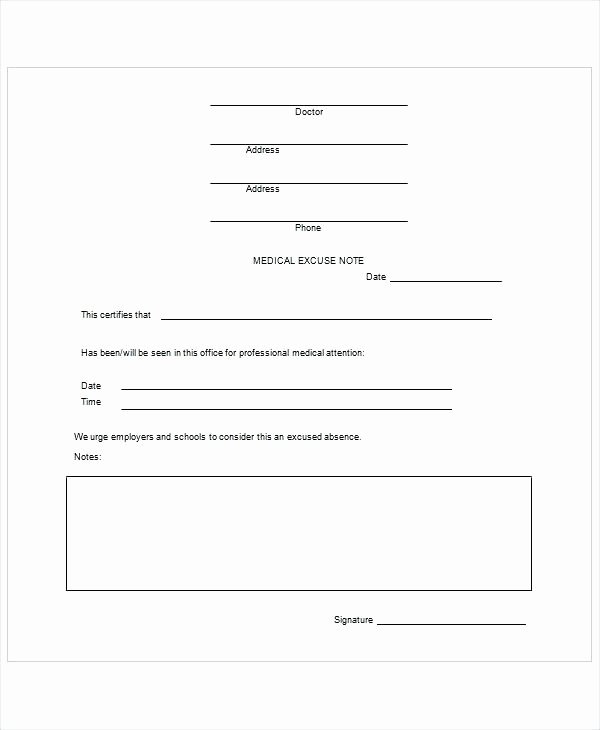 Sample Doctors Excuse Luxury Fake Doctors Note Template for Work or School Pdf