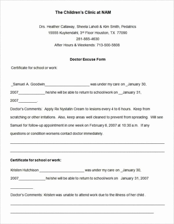 Sample Doctors Excuse New 31 Doctors Note Templates Pdf Doc