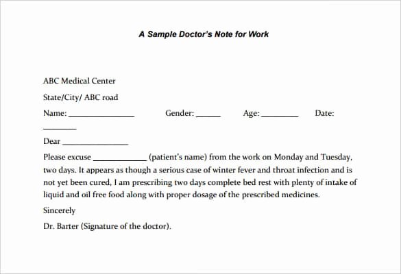 Sample Doctors Excuse New 31 Doctors Note Templates Pdf Doc