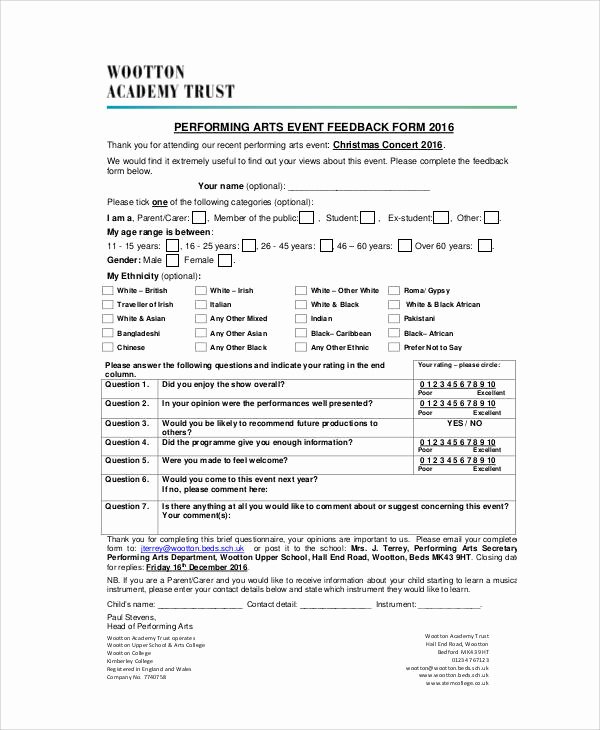 Sample event Evaluation form Beautiful 8 Sample event Feedback forms In Pdf