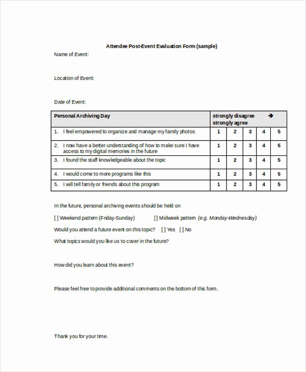 Sample event Evaluation form Elegant 16 event Evaluation form In Doc