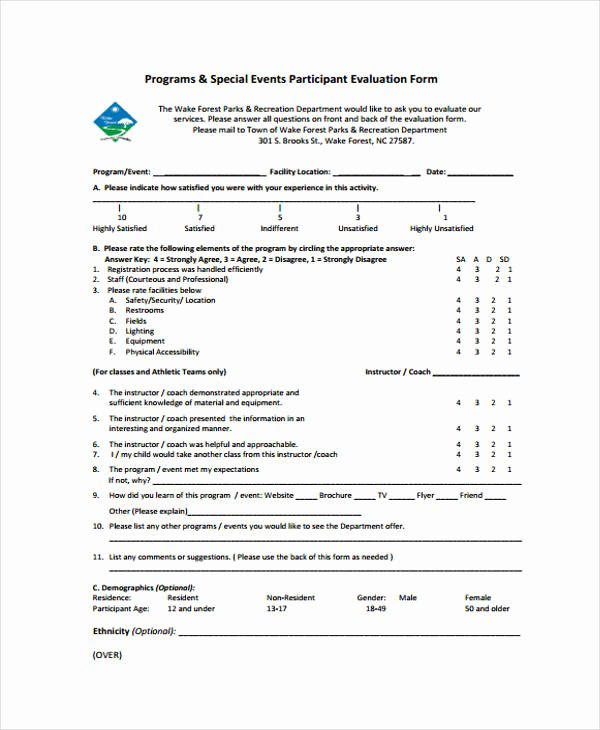 Sample event Evaluation form Fresh 26 Sample event Evaluation forms
