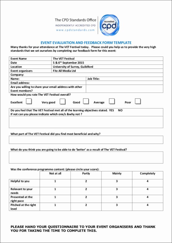 Sample event Evaluation form Lovely What is Evaluation