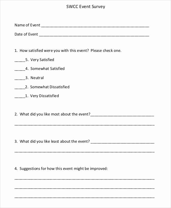 Sample event Evaluation form New 60 Sample Survey forms Word Pdf