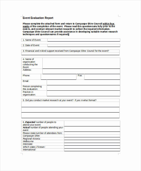 Sample event Evaluation form Unique 32 Free event Evaluation form