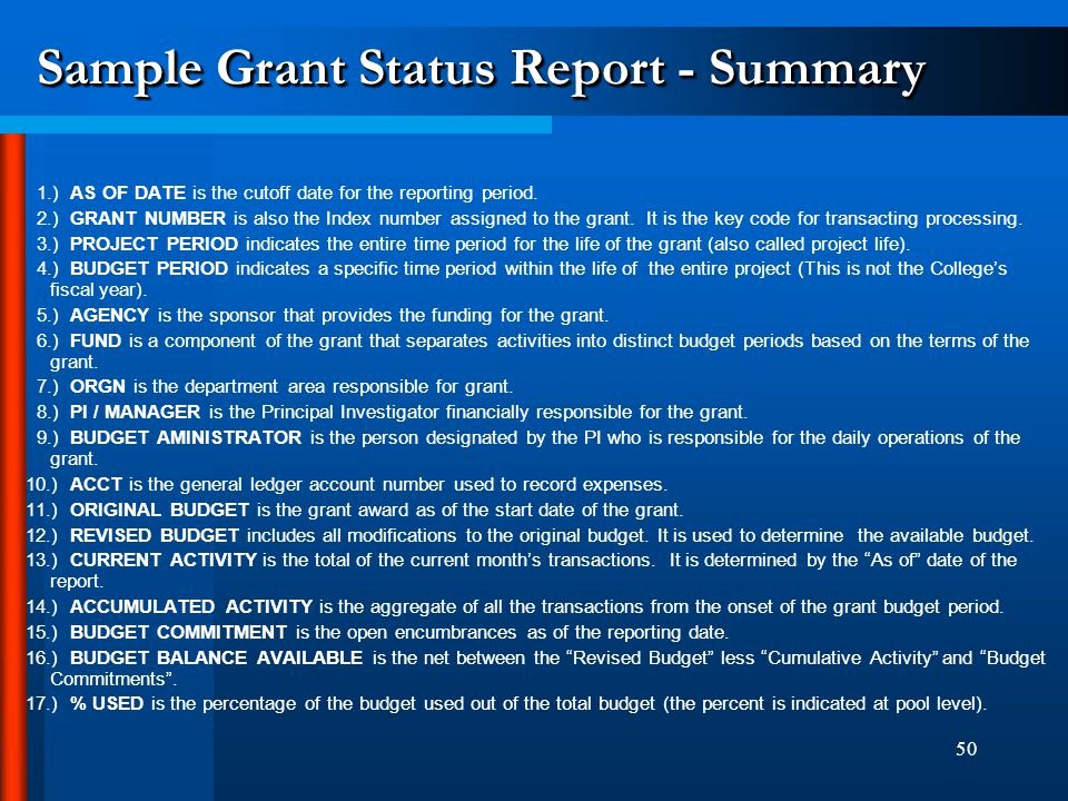 Sample Grant Report Best Of Teachers College Banner Basics Ppt Video Online