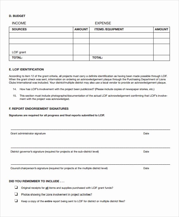 Sample Grant Report Inspirational 9 Sample Grant Report forms