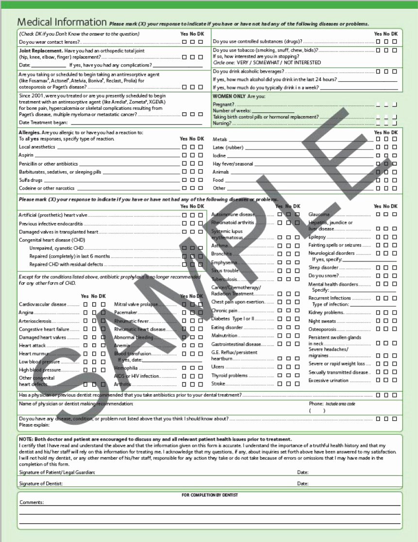 Sample Health History Beautiful 5 Patient assessment