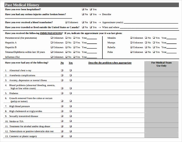 Sample Health History Beautiful 8 Medical History forms