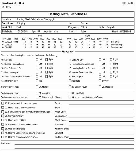 Sample Health History Beautiful Health Questionnaire form Bing Images