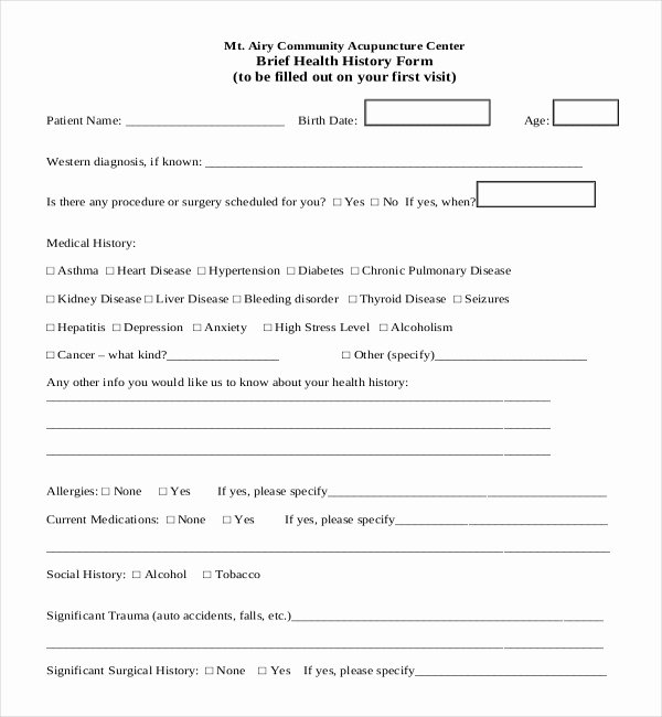 Sample Health History Best Of 21 Sample Medical History forms