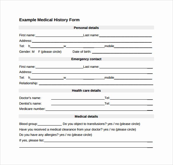 Sample Health History form Beautiful 15 Medical History forms