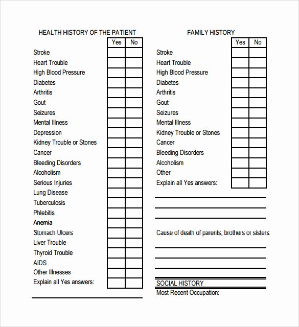 Sample Health History form Best Of 15 Medical History forms