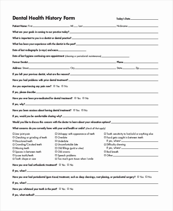 Sample Health History form Inspirational Sample Health History form 10 Free Documents In Pdf