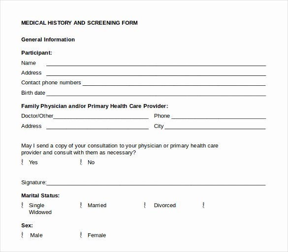 Sample Health History form Lovely Medical History form 7 Download Free Documents In Pdf Word