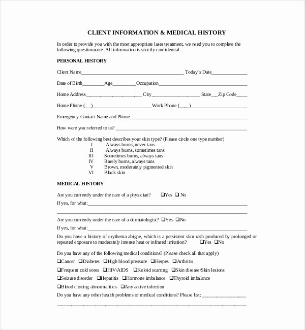 Sample Health History form New 21 Sample Medical History forms