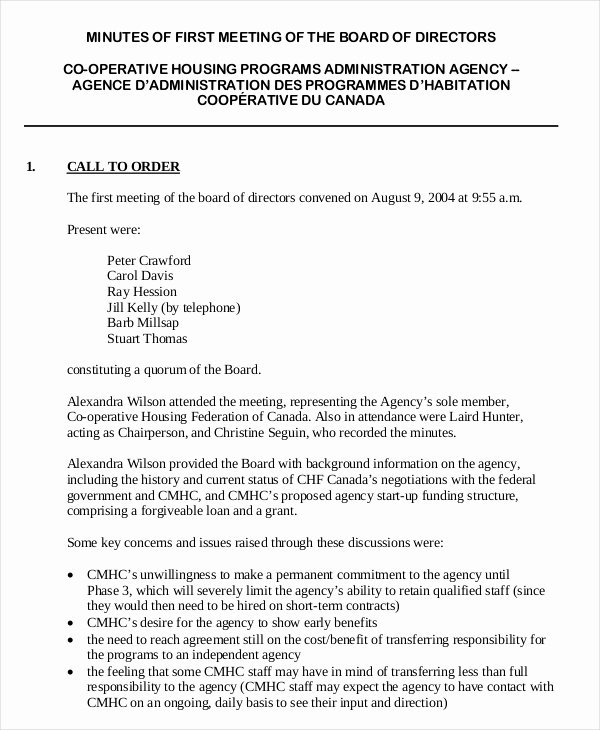 Sample Hoa Meeting Minutes Luxury 17 Board Meeting Minutes Examples