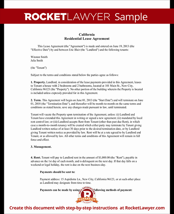 Sample Home Buyout Agreement Awesome California Lease Agreement