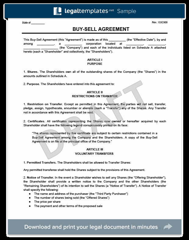 Sample Home Buyout Agreement New Buy Sell Agreement Template