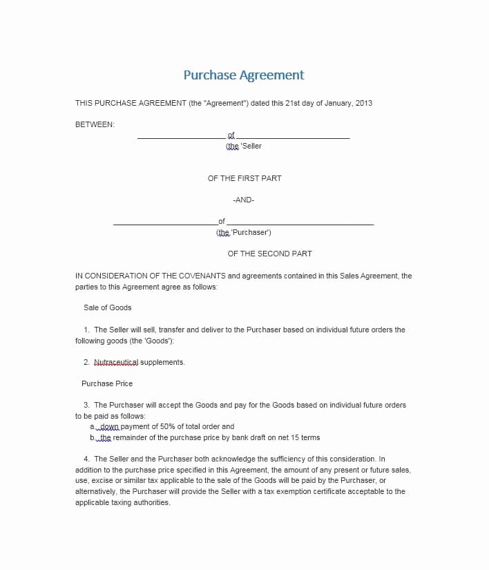 Sample Home Buyout Agreement Unique 37 Simple Purchase Agreement Templates [real Estate Business]